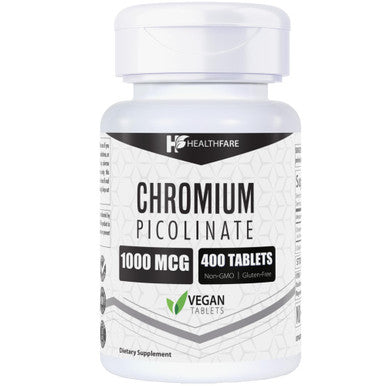 Healthfare Chromium Picolinate 1000Mcg | 400 Tablets | Support Carbohydrate Breakdown & Metabolism | Non-Gmo And Gluten-Free By