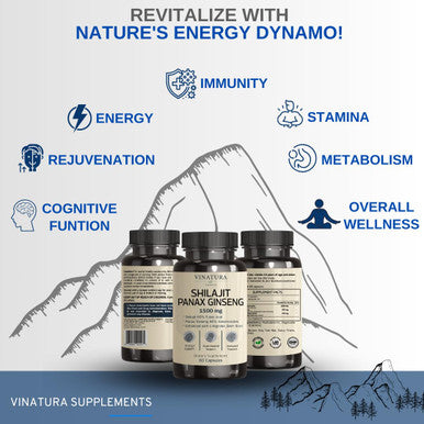 Vinatura Shilajit Pure Himalayan Capsules 1500Mg Supplement