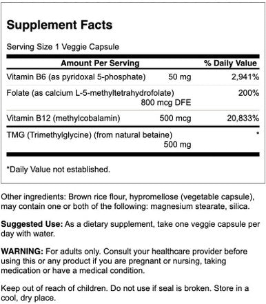 Swanson Activated Homocysteine Formula 60 Veg Capsules