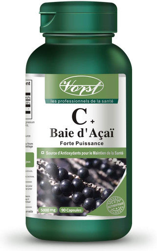 VORST Acai Berry 500mg 10:1 Extract (5000mg Raw Equivalent) with Vitamin C 90 Capsules | Antioxidant Supplement for Digestion Health, Immune Health & Anti Aging | Includes Vitamin C | 1 Bottle