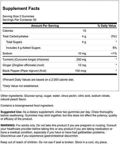 Swanson Turmeric with Ginger Gummies - All Natural Supplement Promoting Digestive & Immune System Health - Helps to Support Joint Function & Movement Ability - (Mango 60 Gummies)