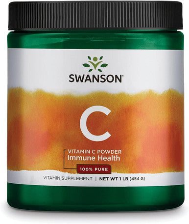 Swanson Vitamin C Powder 100% Pure Ascorbic Acid Immune System Support Skin Health Cardiovascular Health Antioxidant Supplement 1000 mg (per Serving) 1 lb. 454 g