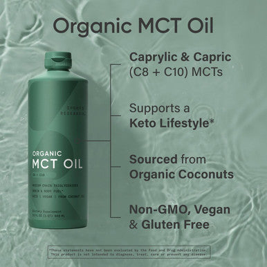 Sports Research Organic Mct Oil - Keto & Vegan Mcts C8, C10 From Coconuts - Fatty Acid Brain & Body Fuel, Non-Gmo & Gluten - Flavorless Oil, Perfect In Coffee, Tea & Protein Shakes - 32 Oz