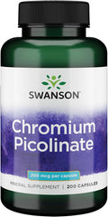 Swanson Chromium Picolinate - Natural Supplement - (200 Capsules 200mcg Each)