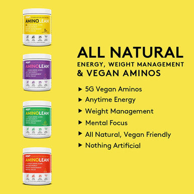 Vegan AminoLean Pre Workout Energy (Pineapple Coconut 25 Servings) with AminoLean Recovery Post Workout Boost (Tropical Island Punch 30 Servings)