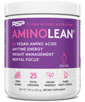 RSP Vegan AminoLean - All-in-One Natural Pre Workout, Amino Energy, Weight Management - Vegan BCAAs, Preworkout for Men & Women, Acai, 25 Serv