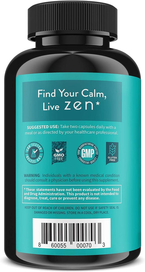 Wellpath Zen Stress Relief Supplement + Mood Support (180 Ct) Calm Stress & Energy Aid Ashwagandha Root Rhodiola Rosea L-Theanine Lemon Balm Herbal Capsules