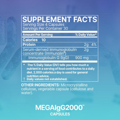 Microbiome Labs Mega IgG2000 Dairy Free Colostrum Capsules High Concentration Immunoglobulin Supplements to Support Digestive Health Gut Health and Detox Casein and Lactose Free 120 Count