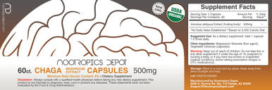 Chaga Mushroom Capsules | 500mg | 60 Count | Inonotus obliquus