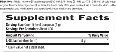 Biochem Glutamine Pure 5g Amino Acid Powder KetoFriendly Promotes Muscle Tissue Support Postworkout Easy to Mix Gluten Vegan