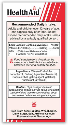 HealthAid Vitamin E 1000iu 60 Capsules