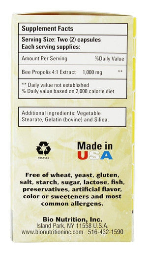 Bio Nutrition Bee Propolis, Natural Defense Immune Support Supplement Capsules 1000 Mg, 60 Ea, 60 Count