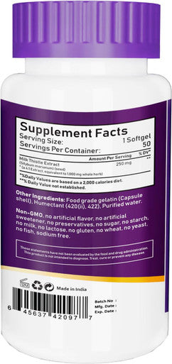 Nbl Natural NBL Natural Milk Thistle 1000mg Herbal Supplement 50 Softgels