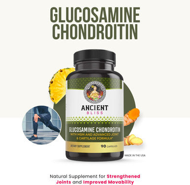 Glucosamine Chondroitin Msm Mobility & Joint Support Supplement For Men & Women With Cartilage Formula For Joint Support By Ancient Bliss (90 Capsules)