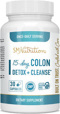 SMNutrition 15 Day Colon Cleanse Detox Supports Constipation Relief Bloating Fast Acting Cleanser for Women and Men with Fiber Probiotics for Regularity Gut Health Gluten 3rdParty Tested