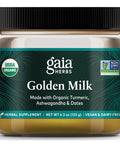 Gaia Herbs Golden Milk Supplement Powder - Made with Organic Turmeric Curcumin, Black , Ashwagan, Dates, , and Vanilla for an Ayurvedic Cup of Calm - 4.3 Oz (35-Day Supply)