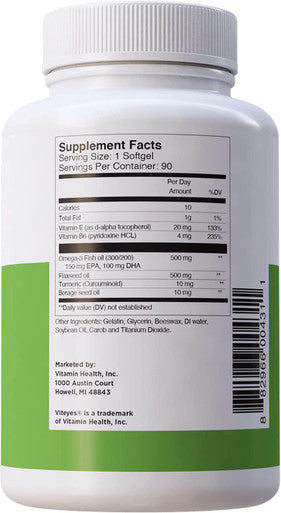 Viteyes Tear Support Eye Soothing Blend Dietary Supplement for Occasional Dry Eye 90 Softgels
