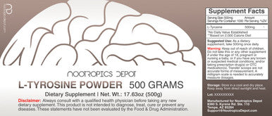 L-Tyrosine Powder | 500 Grams | Amino Supplement | Supports Healthy Levels | Boosts Energy | Promotes Mental Alertness, Focus and Clarity