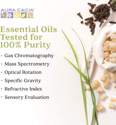 Aura Cacia Discover 100 Pure Tea Tree Essential Oil GC/MS Tested for Purity 7.4 ml 0.25 fl. oz. in Box with Uses Insert Melaleuca alternifolia