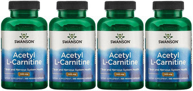 Swanson Acetyl-L-Carnitine - Amino Acid Supplement Promoting Cognitive Health & Muscle Support - Natural Formula May Promote Nervous System Health - (100 Veggie Capsules) 4 Pack