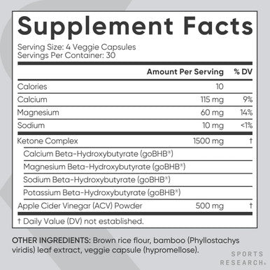 Sports ResearchÃƒâ€šÃ‚Â® Keto Plus Acv Capsules - Diet Support With 500Mg Of Apple Cider Vinegar & 1500Mg GobhbÃƒâ€šÃ‚Â® Exogenous Ketones - Gluten & Keto Certified - 120 Veggie Capsules
