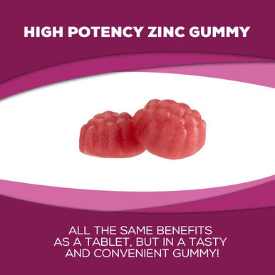 Zinc Gummies 50mg - Immune Support & Antioxidant Supplement, Delicious Natural Flavor Gummy, Vegan, Gluten & GMO-Free, Chewable Vitamin, for Adults & Kids - 60 Gummies