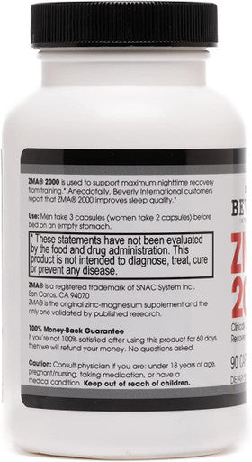 Beverly International Zma 2000 90 Capsules Bi'S Formulation Is Designed To Improve Muscle Strength Endurance Immune System Support And Recovery Post Training Zinc Magnesium Aspartate + Vitamin B6