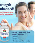 KAL Calcium Citrate with D 1000 IU Tablets, 1000 mg, 180 Count