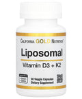 Liposomal Vitamin K2 + D3, Featuring Dry Liposome Delivery Method By Aktin Technology, 1000 Iu, 60 Veggie Capsules