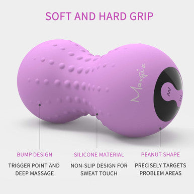 Heating Vibrating Peanut Massage Ball - 5 Intensity Levels & 1 Heat Mode - Foam Roller Double Lacrosse Ball - Deep Tissue Trigger Point Therapy - Handheld, Mobility, Rechargeable (Purple)