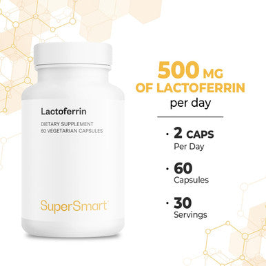 Supersmart Lactoferrin 500 mg Per Day Immune System Booster Antioxidant Supplement The Most Active Ingredients in Colostrum NonGMO Gluten Free 60 Vegetarian Capsules