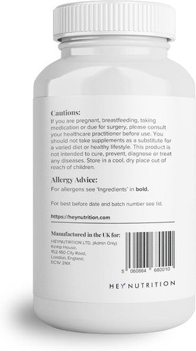 Hey Nutrition Collagen Complex Hyaluronic Acid & Sea Kelp Vitamin E C Biotin - Healthy Nails Skin Hair Joints Metabolism - Type 1 Marine Supplement - Non GMO 60 Capsules