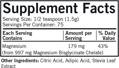 Kirkman - Buffered Magnesium Bisglycinate Powder - 4 oz - Relaxes Nerves & Muscles - Prompts Restful Sleep - Hypoallergenic