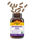 Country Life Resveratrol Plus Supports Cardiovascular Health 120 Vegan Capsules Certified Gluten Free Certified Vegan Non-Gmo Verified