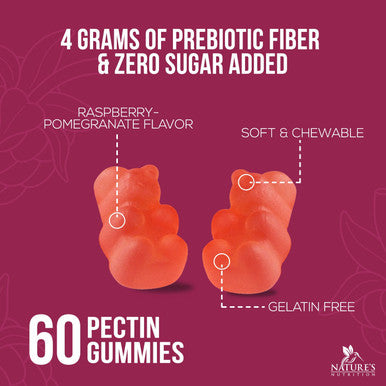 Fiber Gummies - Sugar-Free Gummy Supplement, 4g Soluble Fiber per Serving - Natural Prebiotic Fiber Supplement Supports Daily Digestive Health & Regularity - Raspberry Flavor Gummy - 60 Gummies
