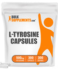 BulkSupplements L-Tyrosine Capsules - Amino Supplement for Energy & Focus - Unflavored, Soy Free - 1 Capsule - 300-Day (10-Month) Supply (300 Capsules)