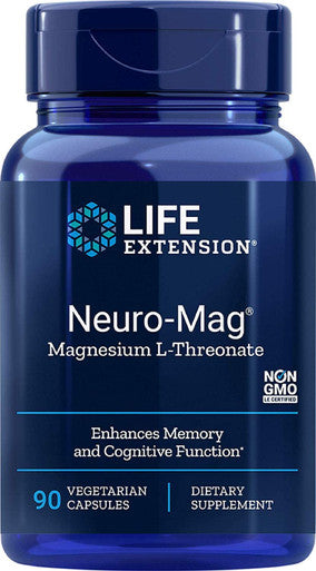 Life Extension Neuro-mag Magnesium L-threonate Dietary Supplements, 90 Capsules, Pack of 2