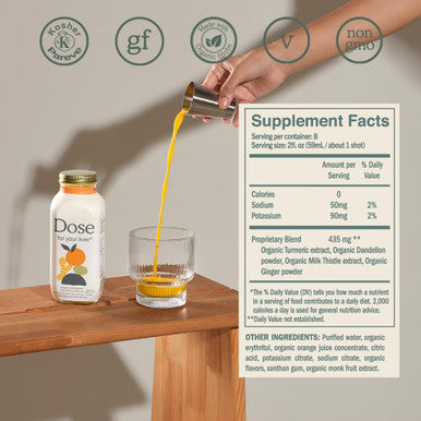 Dose Liver Support Supplement Shot | Cleanses Promotes & Ensures Optimal Liver Function | Non Gmo, Vegan, Gluten , Kosher Pareve, Zero Sugar & Zero Calorie | 16Oz Bottle 3 Pack (3 Weeks Supply)