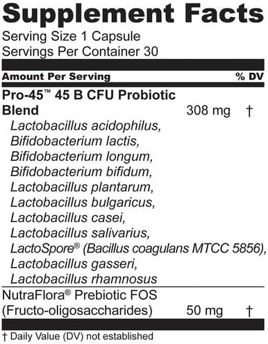 Live Conscious PRO45 Probiotics for Women & Men: Comprehensive Formula, 45 Billion CFU, 11 Strains, Dairy Free - w/ Prebiotics and Probiotics - Promotes Immune & Gut Health - 30 Veggie Caps