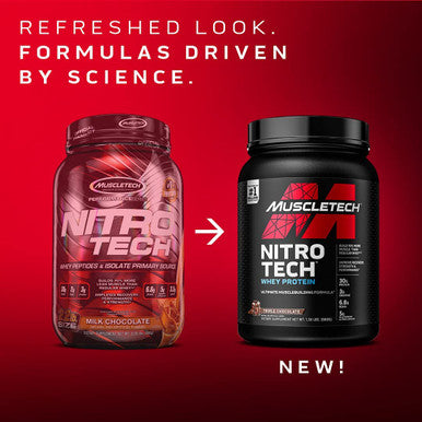 Whey Protein Powder | MuscleTech Nitro-Tech Whey Protein Isolate & Peptides | Milk Chocolate, 4 Pound (Pack of 1), 40 Servings