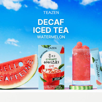 Teazen Summer Watermelon Iced Tea Sugar Uva Black Tea Hydration Drink Mix Decaf 10 Sticks 1.76oz