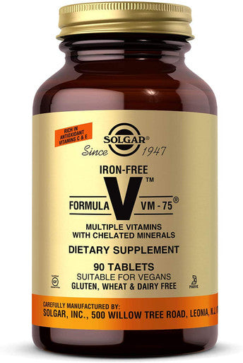 Solgar Iron-Free Formula Vm-75 90 Tablets - Multivitamin With Chelated Minerals - Vitamin A B6 B12 C D E - Biotin Magnesium Calcium Zinc - Vegan Gluten & Dairy Free Kosher - 90 Servings