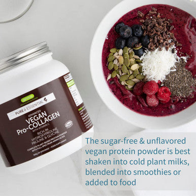 Pure & Essential Vegan Collagen Peptide Powder, Enhanced with Glycine, Proline & Hydroxyproline & Cofactor Vitamin C, Non GMO, Complete Vegetarian Plant Based Collagen Powder Booster, 35 Servings
