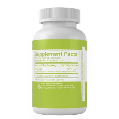 PURE ORIGINAL INGREDIENTS Triphala Powder, (100 Capsules) Always Pure, No Additives Or Fillers, Lab Verified