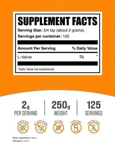 BulkSupplements L-Valine Powder - BCAAs Amino s Powder - Vegan BCAA Powder - Amino s Supplement for Men - Amino Powder - Amino s Nutritional Supplement (250 Grams - 8.8 oz)