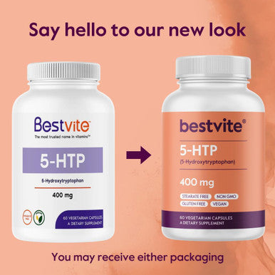 Bestvite 5-HTP 400mg per Capsule (60 Vegetarian Capsules) - No Stearates - Vegan - Non GMO - Gluten - Extra Strength 5HTP