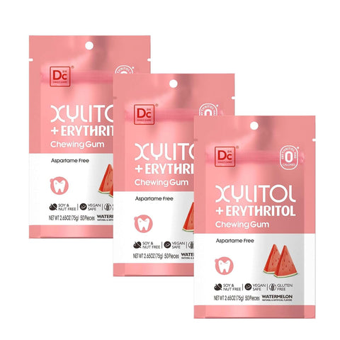 DC24 DAILY CARE Gum, Aspartame Free & Sugar Free, Xylitol Chewing Gum with Erythritol, Low-Calorie, Sugarless, Watermelon Flavored Gum, 50 Pieces (Pack of 3)