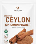 Veloto Ceylon Cinnamon Powder Organic Cinnamon Powder Freshly Ground Cinnamon Pure Bulk Cinnamon Spice Kosher & Organic Certified Non-Gmo Third Party Tested For Purity Gluten Free Vegan 2Lb