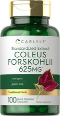 Carlyle Coleus Forskohlii Capsules | 625mg | 100 Count | Non-GMO & Gluten Standardized Extract | Forskolin Supplement