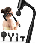 Fvz Massage Gun Deep Tissue - Back Massager For Pain Relief Deep Tissue With Extended Handle 12Mm Percussion Less-Shock Neck/Foot/Leg/Shoulder Massager Infinitely Adjustable Speed & 4 Replaceable Heads